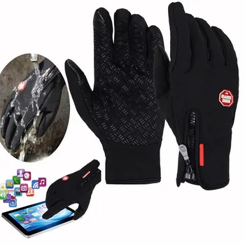 Зимние перчатки унисекс с сенсорным экраном, непромокаемые, лыжные, водонепроницаемые, теплые, модные, ветрозащитные, для верховой езды, спортивные перчатки на молнии, мужские, женские