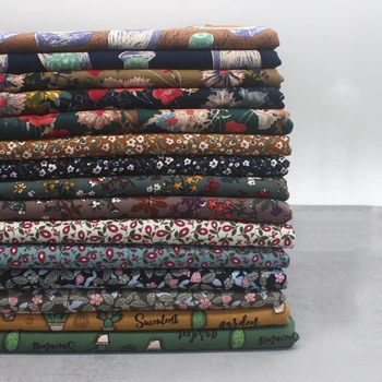 Хлопчатобумажная ткань с цветочным принтом 50 *150 см, плотные ткани для пошива сумки, подушки, занавески, диванной скатерти, материал 260 г / м, stoff tissus