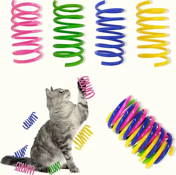 Спиральная пружина Cat, 40шт Креативная Игрушка для убийства времени и поддержания формы Интерактивная Прочная Тяжелая Пластиковая Красочная Игрушка (случайный цвет)