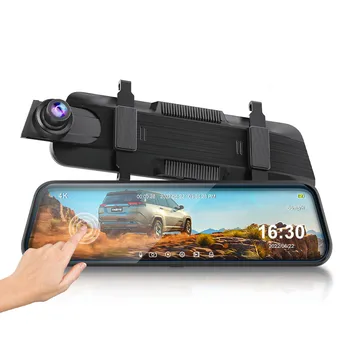 Автомобильный видеорегистратор с разрешением 4K, зеркальный видеорегистратор, Двухобъективный сенсорный экран С GPS, камера заднего вида, Рекордер заднего вида Full Hd 1080P