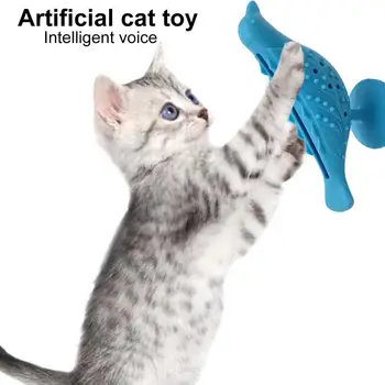 Силиконовая игрушка для кошек Предотвращает образование зубного камня Игрушка для кошек в форме птицы Игрушка для жевания кошек Дизайн присоски Силиконовые кусачки для кошек