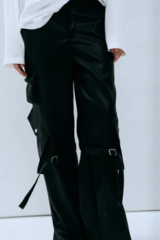 27-46 Новая Мужская Женская одежда 2023 года в стиле Ямамото из искусственной кожи, свободные Прямые кожаные брюки, комбинезоны, брюки для любителей костюмов больших размеров