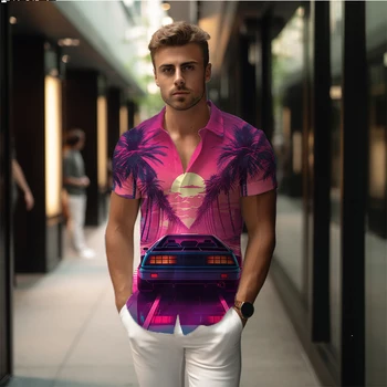 Летняя новая мужская рубашка cool car с 3D принтом, мужская рубашка в повседневном стиле, мужская рубашка, модная высококачественная мужская рубашка