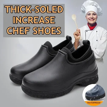 Непромокаемая обувь Для мытья кухни в воде, Рыбалка, Работа повара, Стелька на толстой подошве, увеличивающая рост на 5 см, Большие размеры 39-46, мужская обувь