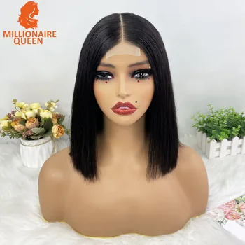 Вьетнамский парик-каре Super Double Drawn Bone Straight 2x6 со 100% натуральными черными волосами плотностью 250% для чернокожих женщин