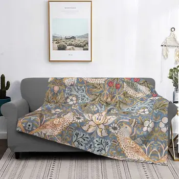 Ультрамягкое флисовое одеяло Strawberry Thief, теплое фланелевое одеяло William Morris с цветочным текстильным рисунком, покрывало для кровати, одеяло для дивана
