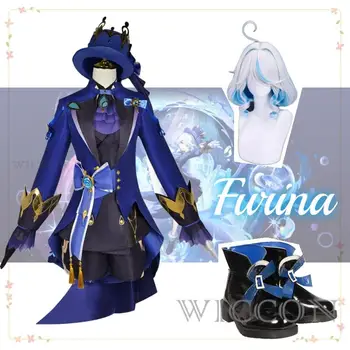 Аниме-игра Genshin Impact Furina Fontaine Focalors Косплей костюм Одежда Черная Униформа Парик Косплей костюм Hydro Archon