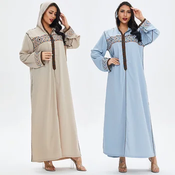 Арабский халат с капюшоном Абайя Дубай Арабский Турция Ислам Мусульманское Длинное платье Кафтан с длинным рукавом Марокканский халат Женский