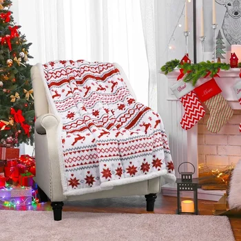 Рождественское Флисовое покрывало в клетку и полоску, Уютные Пушистые покрывала для дивана, красное постельное белье, диван, Фланель, Плюш, 50x60 дюймов