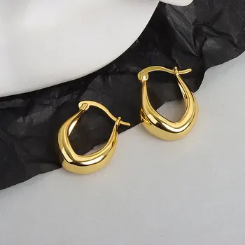 NBNB Франция Стиль U-образные широкие серьги для женщин золотого цвета, модные украшения для пирсинга для девочек, женские серьги-кольца, аксессуары в подарок