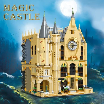 Классическая архитектурная модель колокольни замка, строительный блок, сделай сам, Сборка школьного дома Академии магии, Кирпичные игрушки для детей, подарки