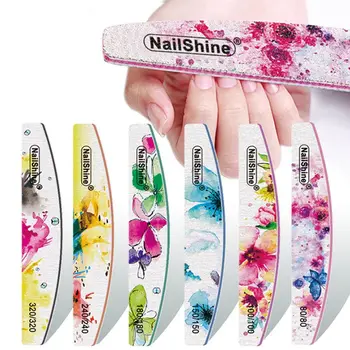 Красочная пилочка для ногтей, Моющаяся, Мультидизайн, Инструменты для шлифовки ногтей, полировки, Прочная белая наждачная бумага, буфер для ногтей с цветочным принтом.