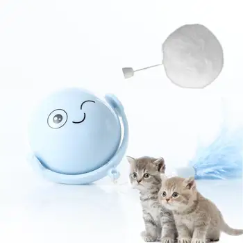 Самодвижущаяся игрушка-кошачий мяч, электрический мяч с автоматической активацией движения кошачьего мяча с пером и автоматическим объездом препятствий для щенка