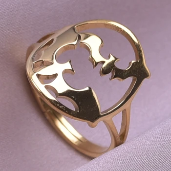 Панк-готическое кольцо с двумя животными-летучими мышами, украшения для пальцев на Хэллоуин, Регулируемые кольца из нержавеющей стали Для женщин, мужские аксессуары, девичник