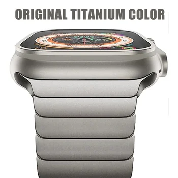 Ремешок из Нержавеющей Стали Титанового цвета Для Apple Watch Band Ultra2 49 мм 45 мм 44 мм 42 мм 41 мм 40 мм Браслет-Звено iWatch 9 8 7 6 SE 5