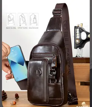 2023 Новая брендовая мужская нагрудная сумка из 100% натуральной кожи, сумка через плечо для мужа, сумки-мессенджеры, многофункциональные сумки для мобильных телефонов, bolsas