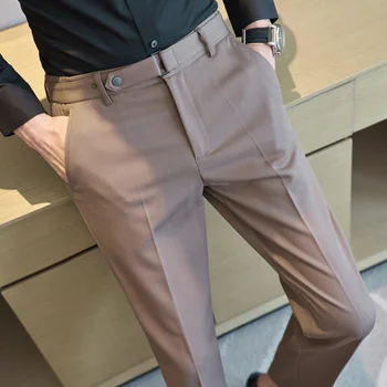 2023 Новые повседневные Белые мужские брюки Брюки для ног Тонкий Дышащий Удобный Высококачественный Мужской Брендовый деловой костюм