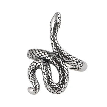 Кольцо в форме змеи из стерлингового серебра 925 пробы для женщин, регулируемое