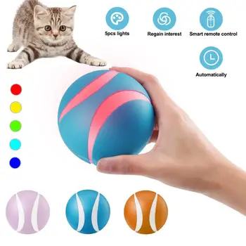 Игрушки для кошек с дистанционным управлением Игрушки для кошек USB Электрический интерактивный мяч для домашних животных со светодиодной подсветкой Мяч для домашних животных, игрушки для дрессировки кошек и собак, новейшие жевательные игрушки