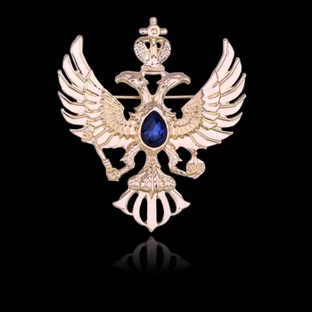 Роскошные мужские и женские броши в стиле вестерн ретро, персонализированные крылья орла, одежда в короне из красного / синего / драгоценных камней.