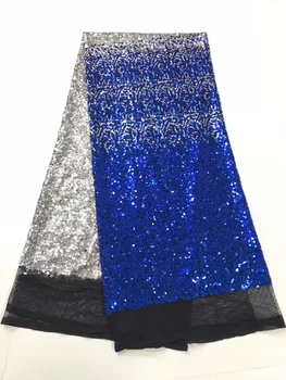 Высококачественная Синяя Африканская Кружевная Ткань С Блестками Французский Тюль Кружевная Ткань 2021 Последнее Поступление Горячая Распродажа 5 Ярдов Для Платья J1772