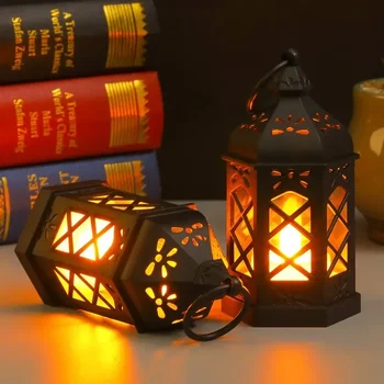 Светодиодная Ретро-шестиугольная свеча, Ветряная лампа, детская портативная лампа, украшение рабочего стола, лампы для пони на Хэллоуин