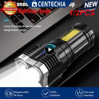 1 / 2ШТ Высокомощный 4 светодиодный Фонарик USB Перезаряжаемый Открытый Мини-Портативный Фонарик Выделяет Тактическое Освещение COB LED