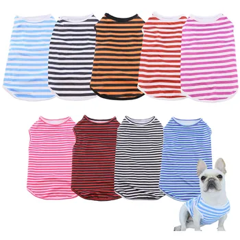 Летняя полосатая рубашка для собак, шелковый повседневный жилет для домашних животных, Удобный костюм для собаки, футболка для щенка, Дышащая одежда для собак