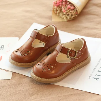 Новые детские Летние Полые Кожаные туфли для маленьких девочек и мальчиков, детские винтажные модельные туфли, Размер 21-30 B907