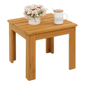 45,5 x 45,5 x 41 см Деревянный квадратный приставной столик для патио, журнальный столик для бистро в помещении и на открытом воздухе Натуральный [в наличии в США]